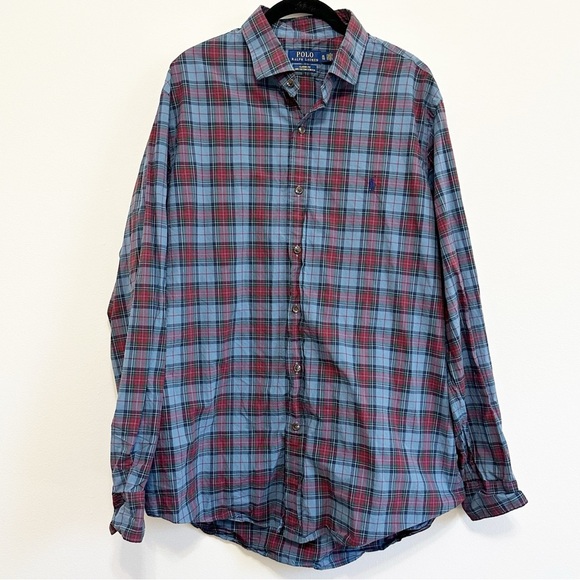 Polo Ralph Lauren Men's Classic 100% Cotton Plaid Button Down Shirt XL TG - Picture 1 of 6